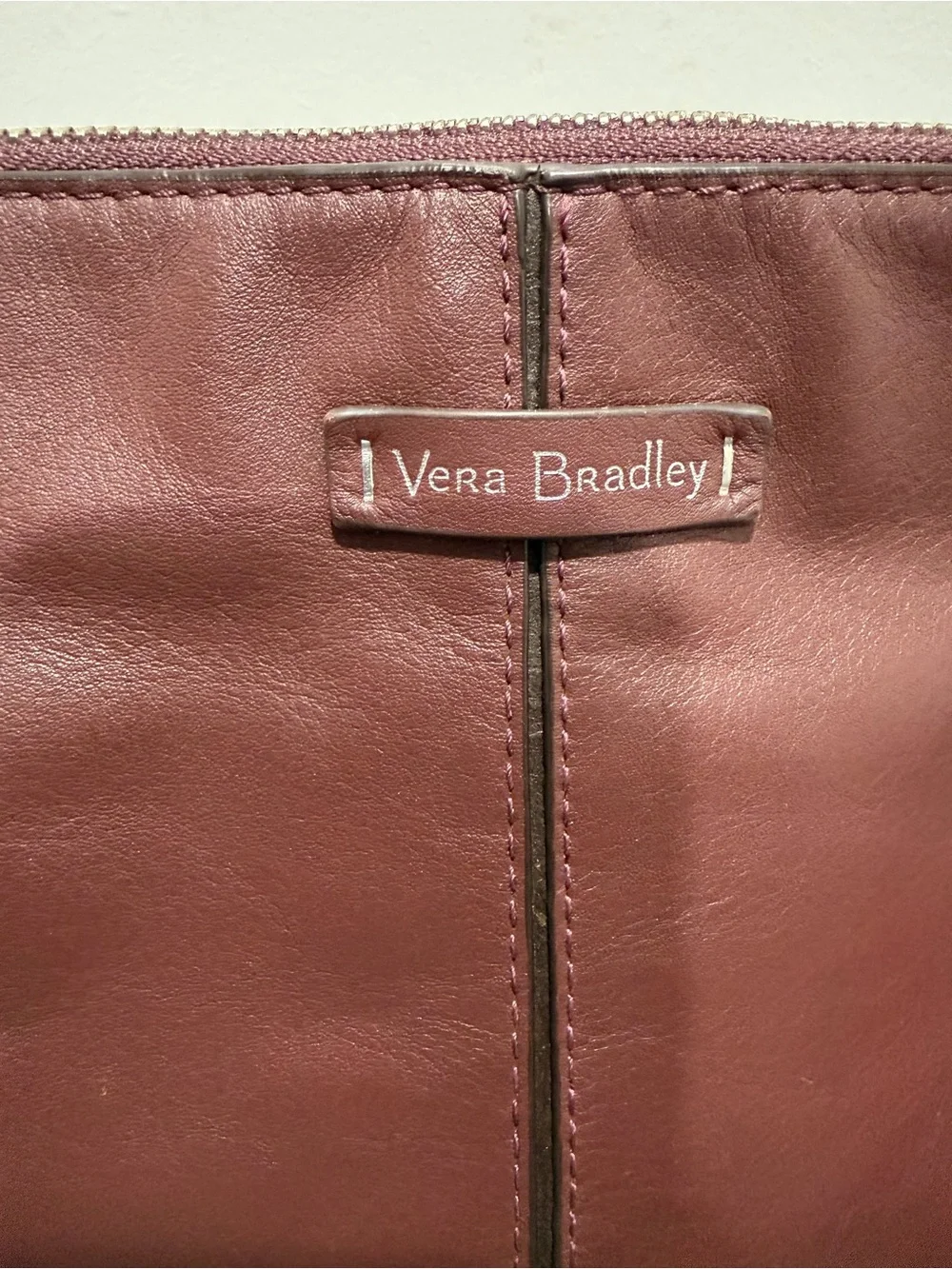 Vera Bradley Maroon Leather Crossbody Messenger Bag
